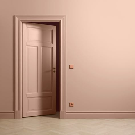 Hallway Wall Colors, Peach Paint, Wall Color Combination, Peach Walls, Pale Peach, Wood Paint, Room Color Schemes, Painting Bathroom, Pink Walls