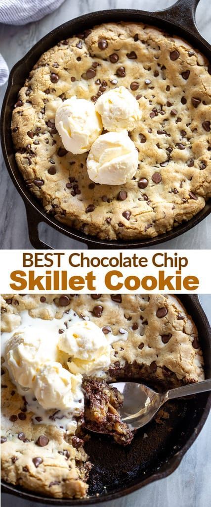 Skillet Cookie Recipe, Chocolate Chip Skillet Cookie, Skillet Desserts, Skillet Chocolate Chip Cookie, Skillet Cookie, Best Chocolate Chip, Dessert Easy, Chewy Chocolate Chip, Chicken Alfredo