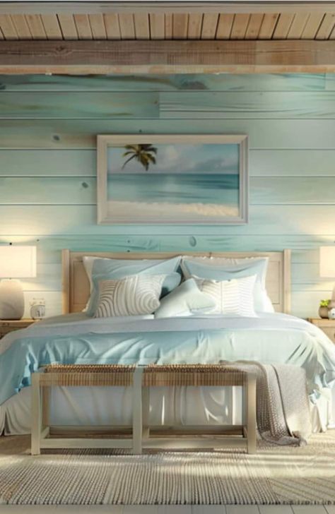 Beach House Vibe Interior, Beachhouse Bedrooms Aesthetic, Rustic Beach Bedroom Ideas, Florida Decorating Ideas Interiors, Boho Blue Bedroom, Beach Bedroom Ideas Coastal Style, Beach House Bedroom Decor, Beach Bedroom Ideas, Boho Beach Bedroom