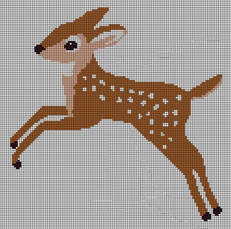 Deer Alpha Pattern, Deer Tapestry, Nature Crochet, Crochet Graphgan, Pixel Grid, D Tan, Crochet Throw Pattern, Crochet Deer, Deer Fawn