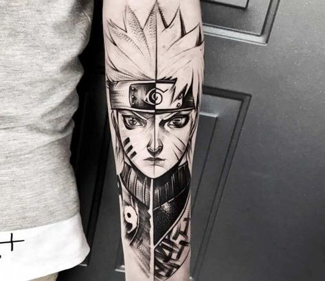 Naruto tattoo by Jackart Tattoo Kakashi Tattoo, Chicano Tattoos Sleeve, Pola Tato, Dragon Ball Tattoo, Naruto Tattoo, Sleeve Ideas, Tattoo Project, Leg Sleeve, Tattoo Kits