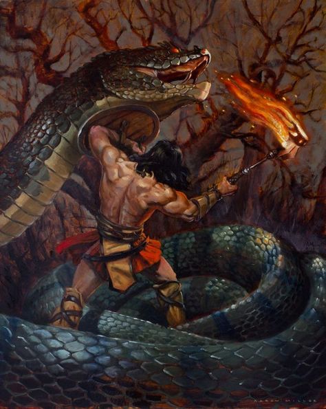 CONAN VS GIANT SNAKE Ken Kelly, Conan The Destroyer, Boris Vallejo, Frank Frazetta, Red Sonja, Conan The Barbarian, Pulp Art, Fantasy Artist, Fantasy Warrior