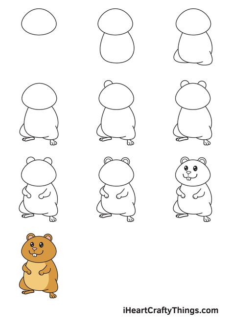 How to Draw a Hamster – Step by Step Guide How To Draw A Hamster Step By Step, How To Draw A Hamster, Hamster Drawing Easy, Hamster Drawings, Hamster Drawing, Character Design Tips, A Hamster, Drawing Templates, Kids Drawings