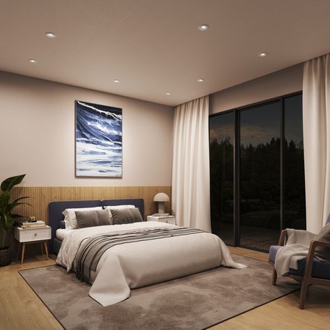 Modern designer bedroom lighting by LUSA Lighting Recessed Lighting Bedroom, 70s Living Room Decor, Recessed Lighting Layout, 70s Living Room, Installing Recessed Lighting, Recessed Lighting Trim, Recessed Lighting Fixtures, Designer Bedroom, Elegant Living Room Decor