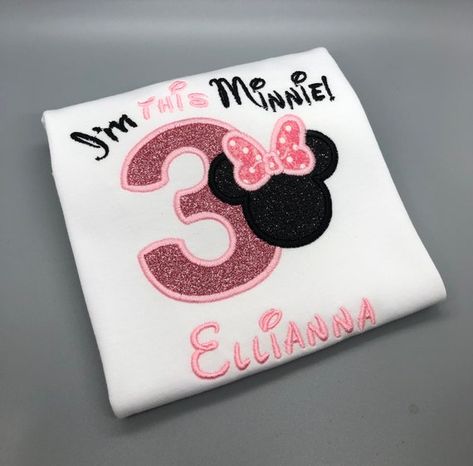 Minnie Mouse Custom Shirts, Minnie Mouse 3rd Birthday Outfit, Minnie Mouse First Birthday Shirt, Minnie Mouse Birthday Shirt Three, Mini Mouse Birthday Shirt Ideas, Mickey And Minnie Birthday Shirts, Minnie Birthday Shirt, 3 Minnie Mouse Birthday, Minnie Mouse Birthday Shirt Ideas