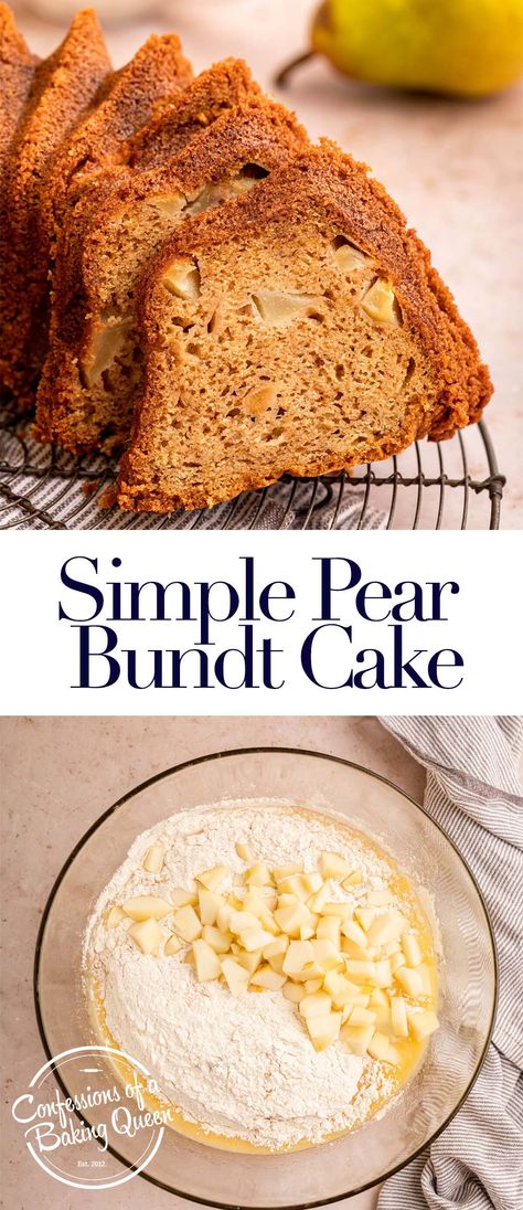 Cinnamon Pear Cake, Pear Bundt Cake Recipe, Pear Cake Recipes Easy, Savory Pear Recipes, Pear Bundt Cake, November Meals, Chocolate Raspberry Cake Recipe, Pear Cake Recipes, Cake Recipes Without Eggs