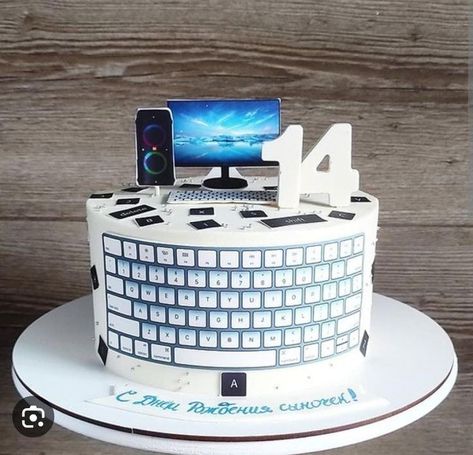 Coding Cake Computer, Husband Birthday Decorations, Computer Cake, 13 Birthday Cake, Birthday Cakes For Teens, Chocolate Recipes Homemade, Happy Birthday Printable, 4th Birthday Cakes, 16 Birthday Cake