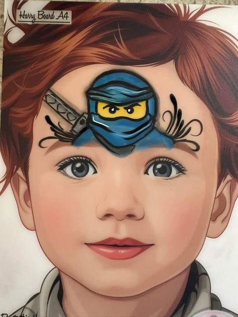 Lego Face Painting, Lego Face Paint, Ninja Face Paint, Spiderman Face Painting, Ninja Lego, Lego Faces, Face Painting For Boys, Painting Cartoon, Face Painting Easy