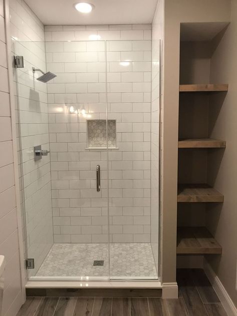 Small Bathroom Inspiration, Basement Bathroom Remodeling, Bathroom Remodel Ideas, Small Bathroom Makeover, Small Remodel, Vinyl Decor, Bathroom Remodel Shower, Bathroom Layout, Shower Remodel