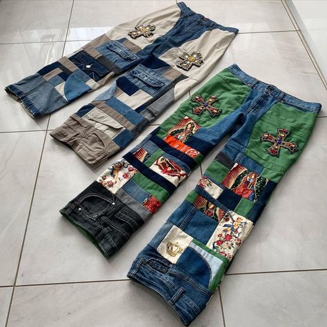 philipslaboratory.com Patchwork Pants Diy, Patchwork Jeans Men, Patchwork Jeans Diy, Abstract Streetwear, Jeans Wardrobe, Custom Pants, Denim Scraps, Patchwork Pants, Reworked Denim