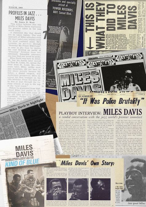 Miles Davis, News Paper, Collage Work News Paper Collage, News Collage, Impact Report, Art Final, Collage Work, Newspaper Headlines, Wonder Boys, Graduation Project, News Paper