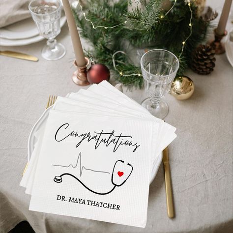 PRICES MAY VARY. 🌹 Custom Graduation Napkins Class of 2024 with packs of 50, 100, or 205 🌹 Two sizes: Luncheon (6.5" x 6.5") and Beverage (4.8" x 4.8") 🌹 Material: Soft, two-ply custom white paper 🌹 Smooth texture with coined edge borders 🌹 Blanks sourced from the USA. Order ample napkins for your event – we suggest 2 to 3 per person. Luxury Personalized Pack 15pcs Doctor Graduation Napkins, Medical School Graduation Party Decorations, Graduation Napkins, 2024 Graduation Napkins, Grad Cockt Np Graduation Party, Bsn Graduation Party Ideas, Doctor Graduation Party Ideas, Med School Graduation Party, Medical Graduation Party, Medical School Graduation Party Ideas, Medical School Graduation Party, Doctor Graduation Party, Nurse Grad Parties