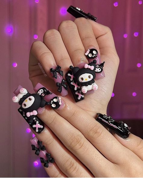 Paznokcie Hello Kitty, Emerald Nails, Natural Nail Art, Homecoming Nails, Hello Kitty Nails, Cat Nails, Christmas Nails Acrylic, Nails For Kids, Kawaii Nails