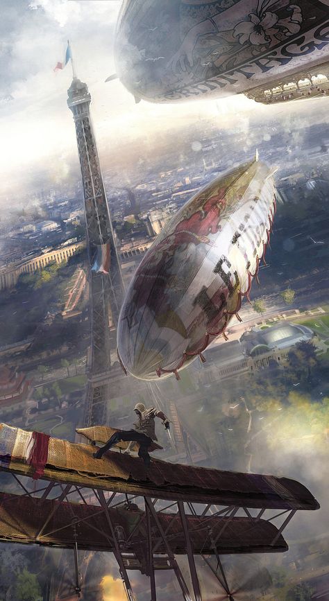 Gorgeous Assassin’s Creed artwork by Ludovic Ribardiere. Steampunk Artwork, Steampunk Airship, Steampunk Tendencies, Arte Steampunk, Art Steampunk, Steampunk Art, Assassin’s Creed, Aviation Art, 판타지 아트