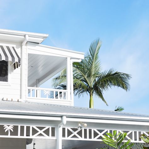 Byron Bay Hotels | Boutique Hotel Accommodation | The Atlantic White Timber Balustrade, Queenslander Facade, Cape Hillsborough, The Atlantic Byron Bay, Byron Bay House, Front Veranda, Hampton Homes, Bungalow Extensions, Queenslander House