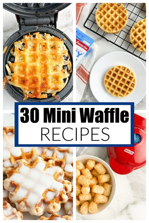 What To Make In A Mini Waffle Maker, Small Waffle Iron Recipes, Single Waffle Maker Recipes, Mini Waffle Bowl Maker Recipes, Mini Waffle Ideas, Mini Waffle Iron Recipes Easy, Mini Griddle Maker Recipes, Small Waffle Maker Recipes, Dash Mini Waffles Recipe