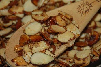 Sugar Toasted Almond Slices recipe | BigOven Sliced Almonds Recipes, Honey Roasted Almonds, Spicy Nuts, Boxed Cake Mixes Recipes, Satisfying Salads, Candied Almonds, Yummy Salads, Homemade Mixes, Vegan Candies