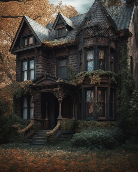 Gothic home aesthetic, gothic architecture, home design ideas, witchy home aesthetic Gothic House Aesthetic Exterior, Gothic Exterior Home, Gothic Small House, Gothic Home Exterior, Witchy House Exterior, Gothic House Aesthetic, Witchy House Aesthetic, Witchy Farmhouse, Gothic Architecture House