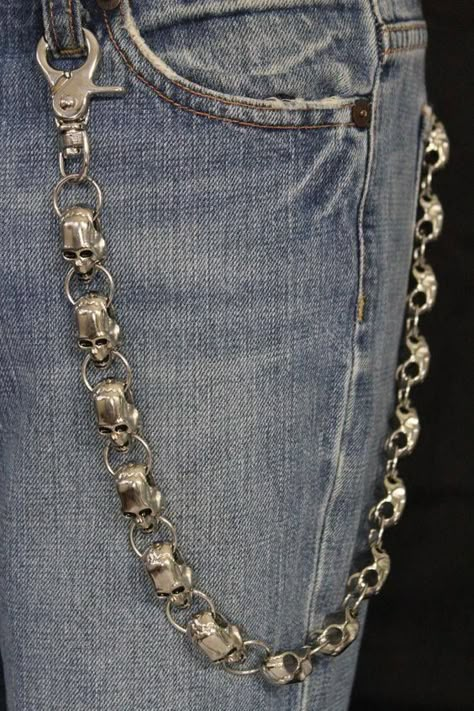 New Men Style, Wallet Chains, Motorcycle Jeans, Grunge Jewelry, Edgy Jewelry, New Mens Fashion, Dope Jewelry, Estilo Punk, Wallet Chain