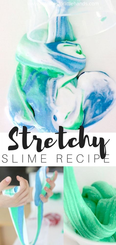 Stretchy Slime Recipe, Slime With Borax, Easy Slime Recipes, Stretchy Slime, Edible Slime Recipe, Play Dough Recipes, Cool Slime Recipes, Homemade Slime Recipe, Making Fluffy Slime