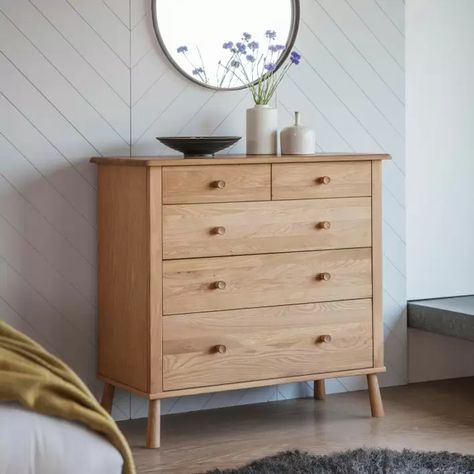 Wycombe 5 Drawer Chest Aesthetic Colour Palette, Aesthetic Colour, Freestanding Bath Taps, Oak Bathroom, Stools For Kitchen Island, 5 Drawer Chest, Wood Chest, Contemporary Aesthetic, Drawer Chest