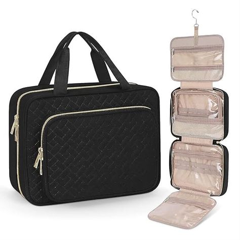 Big Capacity: 12 x 4.3 x 9 inches (rolled), 12 x 38.1 inches (open). 
Neat and Organized: There are 4 separate compartments inside the travel makeup bag to keep all your items organized, 2 large main rooms with elastic straps of various sizes 1 transparent PVC large bag  plus 1 PVC transparent bag and a mesh bag and the separation of dry and wet, neat and orderly.
Waterproof and Easy to Clean Clear Toiletry Bag, Hanging Toiletry Bag, Mens Toiletry Bag, Bag Hook, Bag For Travel, Transparent Bag, Women Cosmetics, Travel Business, Waterproof Makeup