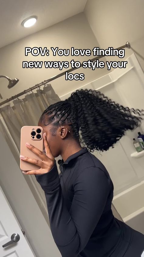 Once I learn how to retwist my own locs, it’s ovaaaaaaa #locshairstyles #locstyleswithweave Before And After Retwist Locs, Locs With Curly Ponytail, Locs Hairstyles Retwist, Loc Styles No Retwist, Retwist Styles For Short Locs, Loc Ponytail Styles, No Retwist Loc Styles, Retwist Styles, Locs Starter