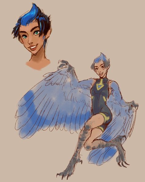 Winged Human Clothing, Raptor Human Hybrid, Bird Talons Drawing, Human Bird Character Design, Human Bird Oc, Winged Human Art, Bird Person Character Design, Bird Human Hybrid, Harpy Art