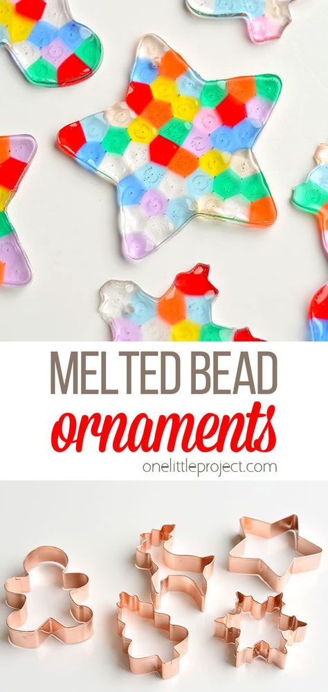 Beads Melted Crafts, Melted Beads Ornaments Diy Christmas, Melted Bead Ornaments Christmas, Bead Christmas Ornaments Diy Kids, Melted Bead Christmas Ornaments, Melt Beads Christmas Ornaments, Ornaments With Beads Diy, Preschool Bead Activities, Bead Ornaments For Kids