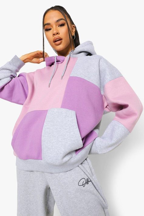 Colour Block Hoodie, Multicolored Hoodie, Hoodie Patchwork, Patchwork Hoodie, Jersey Collection, Varsity Jacket Women, Hoodie Diy, Patchwork Sweatshirt, Patchwork Clothes