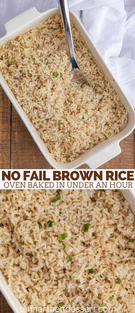 Perfect Brown Rice made in your oven with a no-fail time tested method that is so easy even non-cooks love this recipe for dinner or meal prep! #dinner #Chinese #brownrice #bakedrice #rice #dinnerthendessert Vegetable Brown Rice, Salt Free Rice Recipes, Delicious Brown Rice, Yummy Brown Rice Recipes, Brown Rice Oven Recipe, Easy Brown Rice Recipes Side Dishes, Best Way To Cook Brown Rice, Easy Oven Rice Recipes, Baking Rice In The Oven