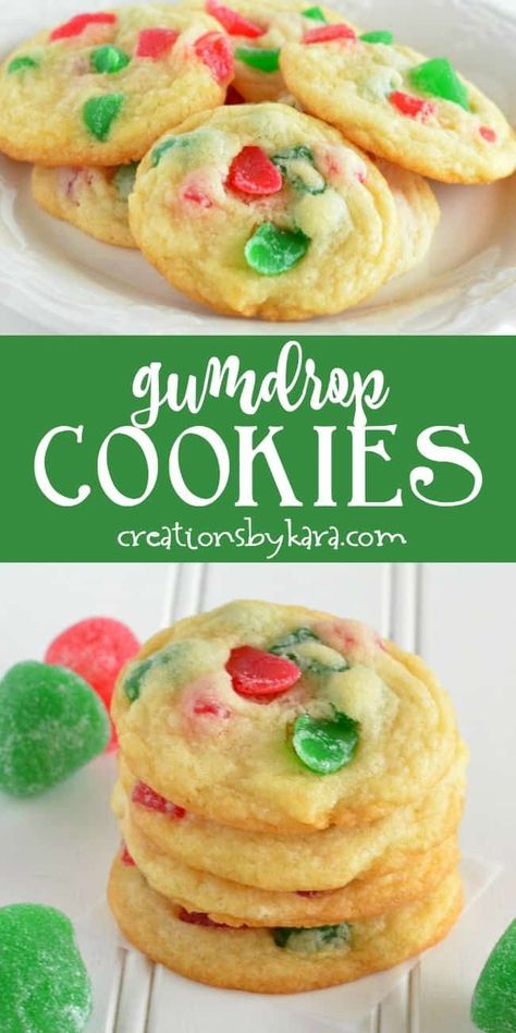 Gumdrop Cake, Gumdrop Cookies, Xmas Candy, Gum Drop, Christmas Cookie Recipe, Cherry Cookies, Seasonal Cooking, Christmas Cookies Easy, Easy Sugar Cookies