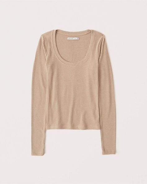 Women's Long-Sleeve Ribbed Scoopneck Top | Women's Tops | Abercrombie.com Random Clothes, American Clothing, Top Women, Women's Tops, American Apparel, Abercrombie Fitch, Women Long Sleeve, Scoop Neck, New Arrivals