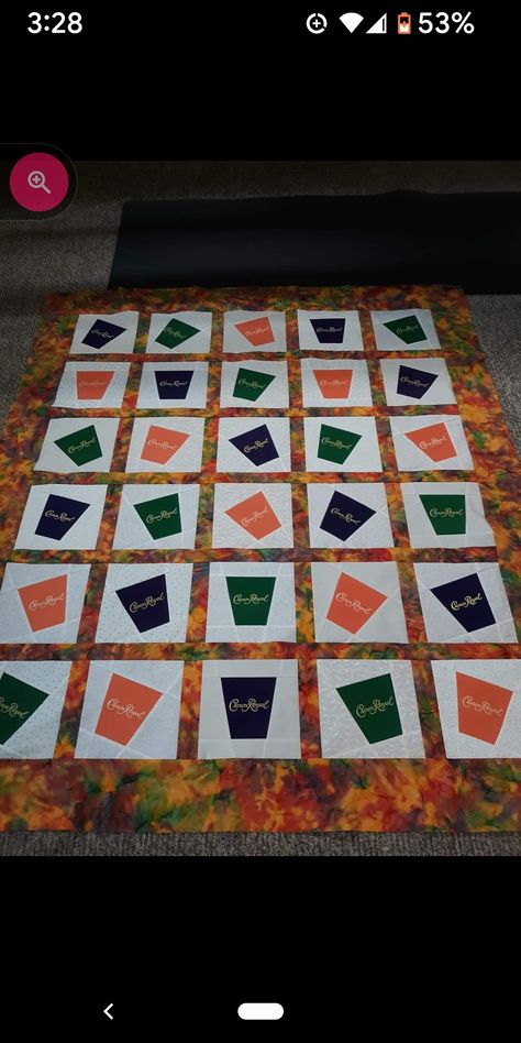 Crown Royal Quilts Ideas, Crown Royal Quilts Ideas Patterns, Quilts Ideas Patterns, Crown Royal Quilts, Crown Royal Diy, Crown Bag, Crown Royal Crafts, Crown Royal Quilt, Crown Royal Bags