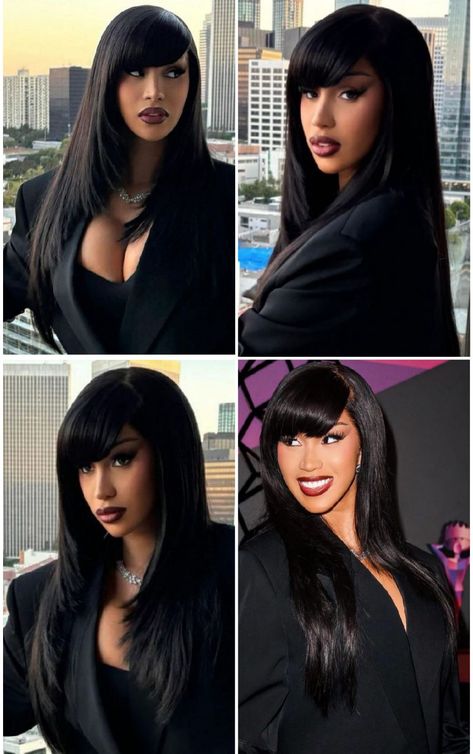 Ponytail With Straight Bangs, Side Part Feathered Bangs, Wet Bob Look, Quick Styles Black Women, Long Bob With Bangs Black Women, Deep Side Part Bangs, Aesthic Photos Ideas, Hairstyles For Side Bangs, Black Y2k Hairstyles