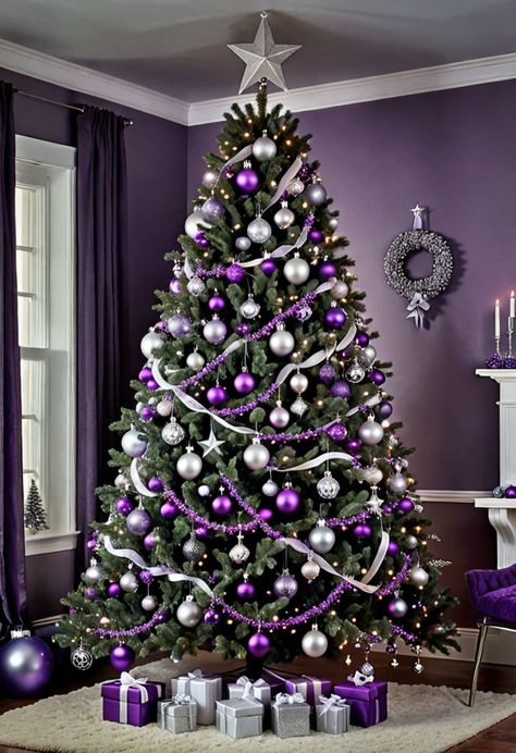 20 Purple Christmas Tree Decoration Ideas: A Regal Touch for Your Holiday Season » HomeDecorFull Christmas Tree Ideas Purple, Purple And White Christmas Tree, Purple Christmas Tree Ideas, Purple Xmas Tree, Lavender Christmas Tree, Purple Christmas Decor, Christmas Tree Purple, Traditional Red And Green Christmas, Purple Christmas Tree Decorations