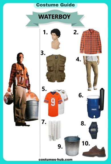 Adam Sandler Waterboy Costume Waterboy Costume, Waterboy And Vicki Costume, Adam Sandler Waterboy, Adam Sandler Halloween Costumes, Adam Sandler Party, Adam Sandler Costume Ideas, Adam Sandler Costume, The Waterboy, Mama Photo