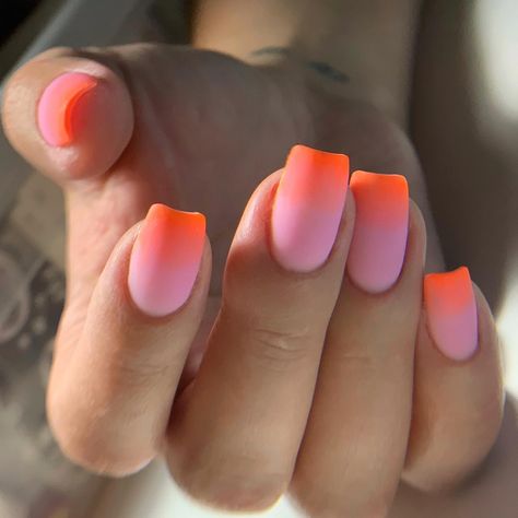 Nails With Orange Design, Pink Orange Ombre Nails, Nails With Orange, Nails Light Pink, Orange Ombre Nails, Nails May, Faded Nails, Skin Undertones, Warm Skin Tone