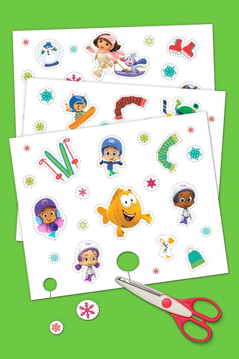 Decorate with your little one's favorite Nick Jr. friends! These Nick Jr. winter holiday stickers are easy to make. Winter Stickers, Team Umizoomi, Bubble Guppies, Holiday Printables, Nick Jr, Holiday Stickers, Preschool Ideas, Kids Items, Girls Birthday