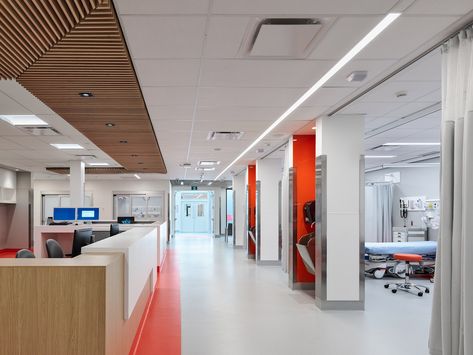 Langley Memorial Hospital Emergency Department – Kirsten Reite Architecture (KRA) Emergency Department Design, Hospital Emergency, Hospital Administration, Healthcare Architecture, Clerestory Windows, Emergency Care, Memorial Hospital, Facility Management, Emergency Department