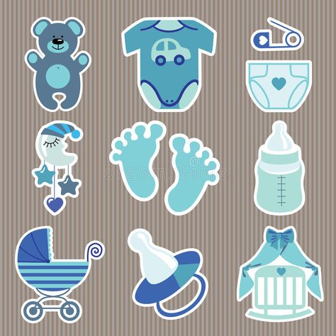 Cute Cartoon Icons, Moldes Para Baby Shower, Baby Shower Souvenirs, Baby Boy Cards, Unisex Baby Shower, Baby Frame, Baby Stickers, Baby Shower Stickers, Baby Shower Decorations For Boys