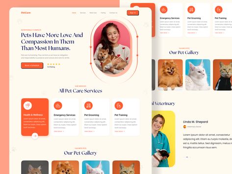 Pet Care Website Design by Rejaul Karim Babor ◕_◕ on Dribbble Directory Design, Freelancer Website, Creative Web Design, Graphic Design Lessons, Best Web Design, Design Jobs, Pet Training, Landing Page Design, Job Opening