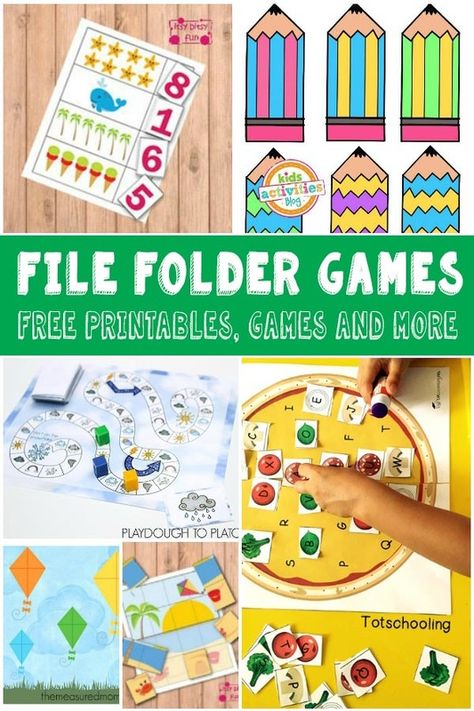 Lots of Fun and Free File Folder Games for Kids File Folder Games Free, Free File Folder Games, Folder Activities, Outdoor Learning Activities, File Folder Activities, File Folder Games, Task Boxes, Folder Games, Classroom Games