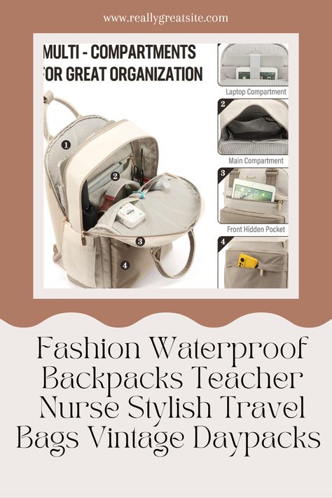 LOVEVOOK Laptop Backpack for Women 14 Inch Laptop Bag with USB Port, Fashion Waterproof Backpacks Teacher Nurse Stylish Travel Bags Vintage Daypacks # great for organization Teacher Backpack Organization, Teacher Backpack, Stylish Travel Bag, Backpack Organization, Backpack For Women, College School, Bags Vintage, Waterproof Backpack, School College