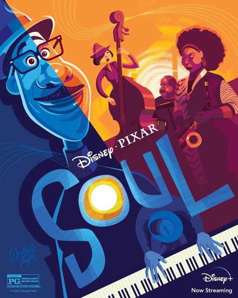 Watch Disney Pixar SOUL on Disney+ - Get the Activity Sheets! #PIXARSOUL Pixar Soul, Pixar Poster, Soul Movie, Vintage Disney Posters, Tom Whalen, Animated Movie Posters, Disney Now, Disney Pixar Movies, Images Disney