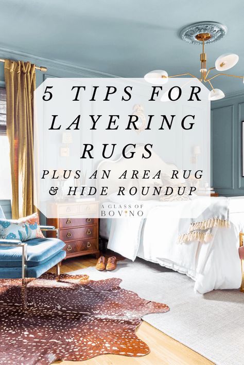 Layered Rugs Bedroom, Hide Rug Living Room, Layered Cowhide Rug, Layered Rugs Living Room, Cowhide Rug Bedroom, Cowhide Rug Decor, Cowhide Rug Living Room, Layering Rugs, Rug Over Carpet