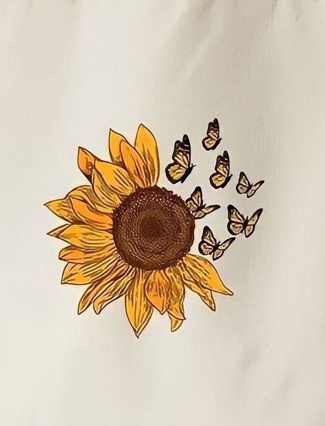 Sunflower Drawing Aesthetic, Butterfly Drawing Aesthetic, Sunflower Drawings, Ankle Tattoo Ideas, Creative Wall Painting, Mom Tattoo Designs, Ankle Tattoos, Lotus Flower Art, Sunflower Drawing