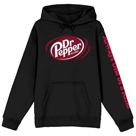 PRICES MAY VARY. CUSTOM DESIGN: Stand out from the crowd with this sweatshirt featuring the iconic Dr. Pepper logo and eye-catching red letters on the left sleeve that read, "Always One Of A Kind" — a unique design that captures the spirit of individuality. HOOD: Stay warm, cozy, and protected from the elements with the adjustable hood on this Dr. Pepper sweatshirt. It provides an extra layer of comfort and convenience, making it perfect for cooler days or outdoor activities. OFFICIALLY LICENSED Dr Pepper Logo, Black Hooded Sweatshirt, Dr Pepper, Pacsun, Black Hoodie, Kangaroo Pocket, Hoodie Fashion, Women Long Sleeve, Kangaroo