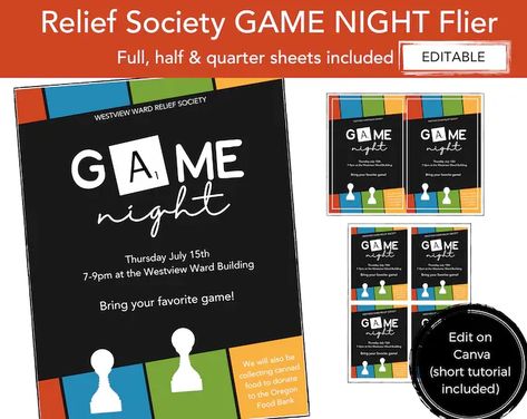 Relief Society Game Night Activity, RS Activity Invitation Printable, LDS Printable Ministering Idea, Church of Jesus Christ 2022 Relief Society Christmas, Lds Printables, Time Planning, Relief Society Activities, Lds Church, Church Of Jesus Christ, Relief Society, How Do I Get, Invitation Printable