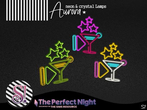 Sims 4 Nightclub, Neon Drink, Nightclub Bar, Neon Lamp, Foyer Decor, Perfect Night, Sims 1, Crystal Lamp, Animal Skin